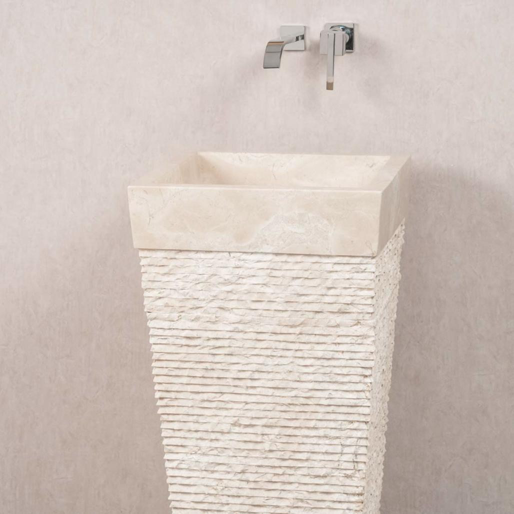Lavabo de pie piramidal de piedra para cuarto de baño Habana crema