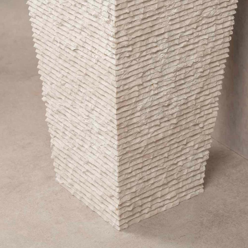 Lavabo de pie piramidal de piedra para cuarto de baño Habana crema