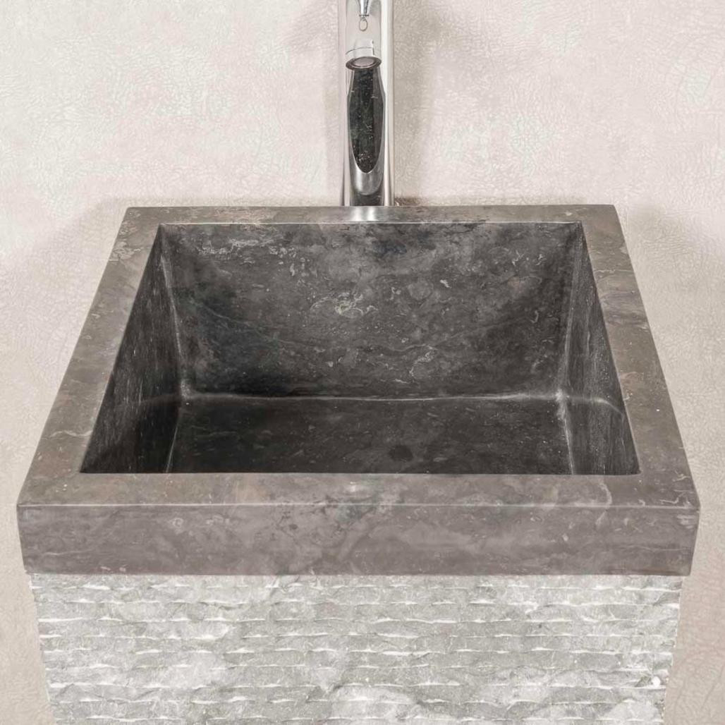 Lavabo de pie piramidal de piedra para cuarto de baño Habana negro Lavabo de pie piramidal de piedra para cuarto de baño Habana negro
