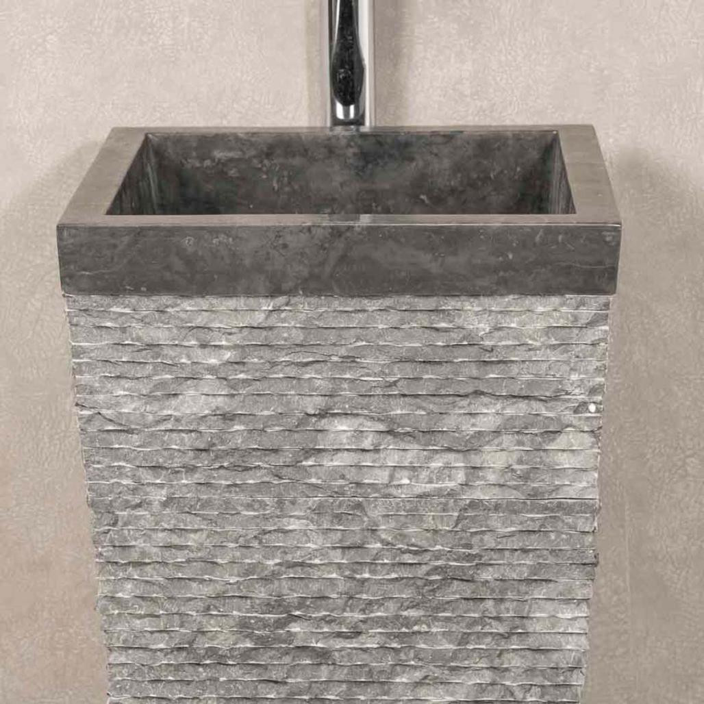 Lavabo de pie piramidal de piedra para cuarto de baño Habana negro Lavabo de pie piramidal de piedra para cuarto de baño Habana negro