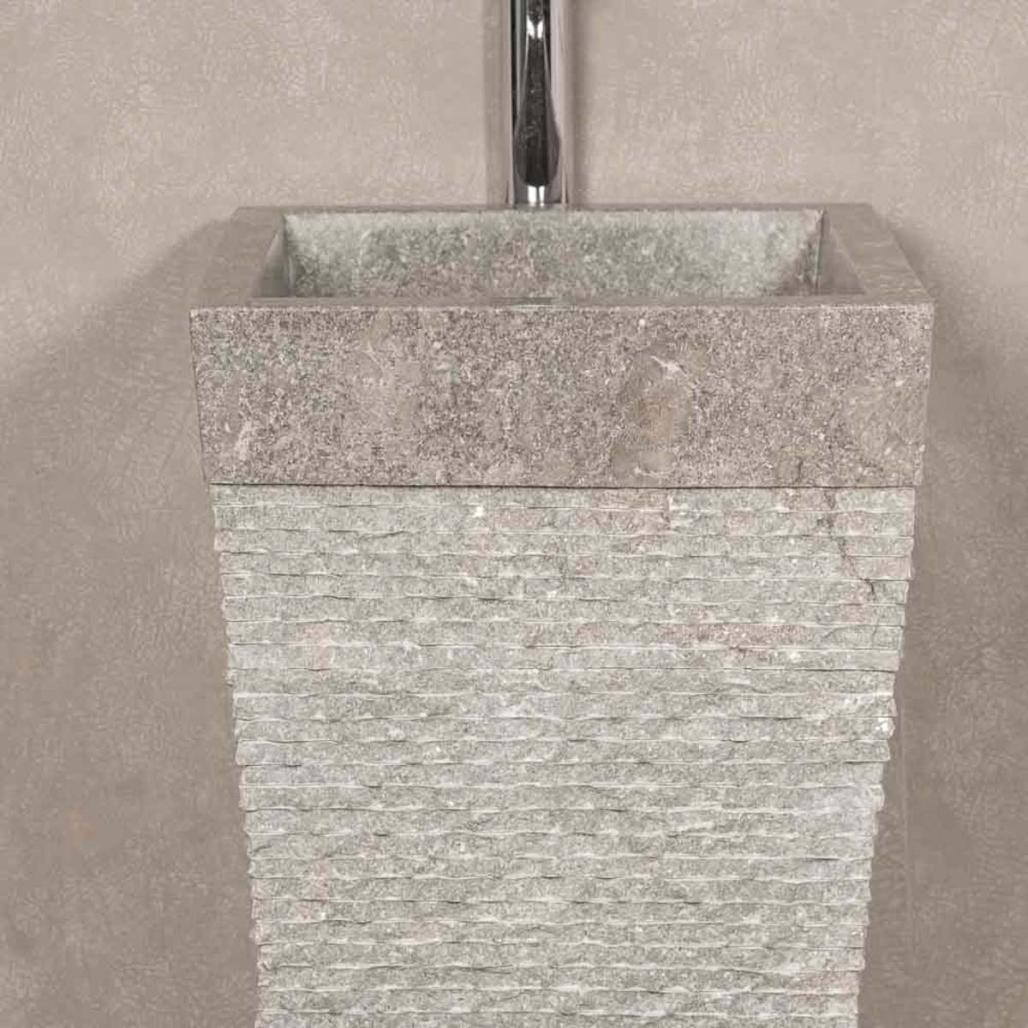Lavabo de pie piramidal de piedra para cuarto de baño Habana gris