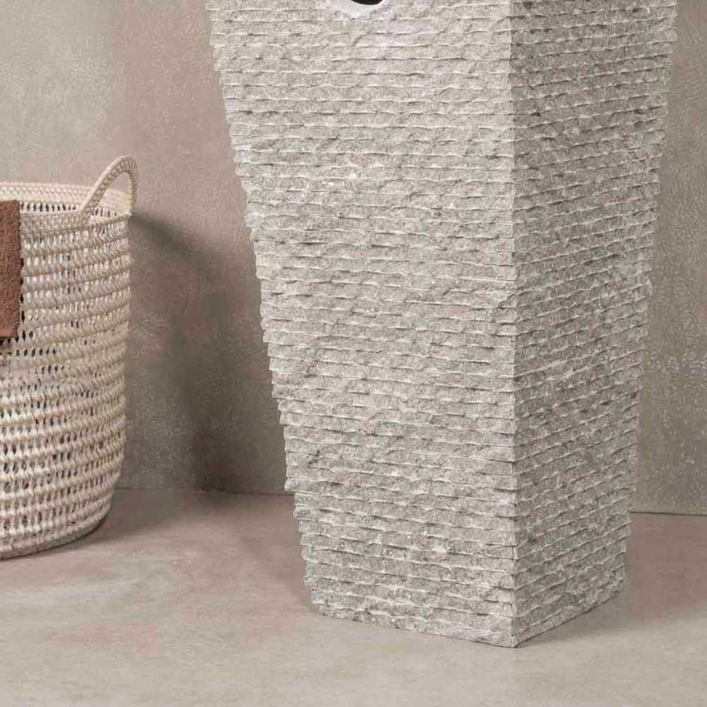 Lavabo de pie piramidal de piedra para cuarto de baño Habana gris