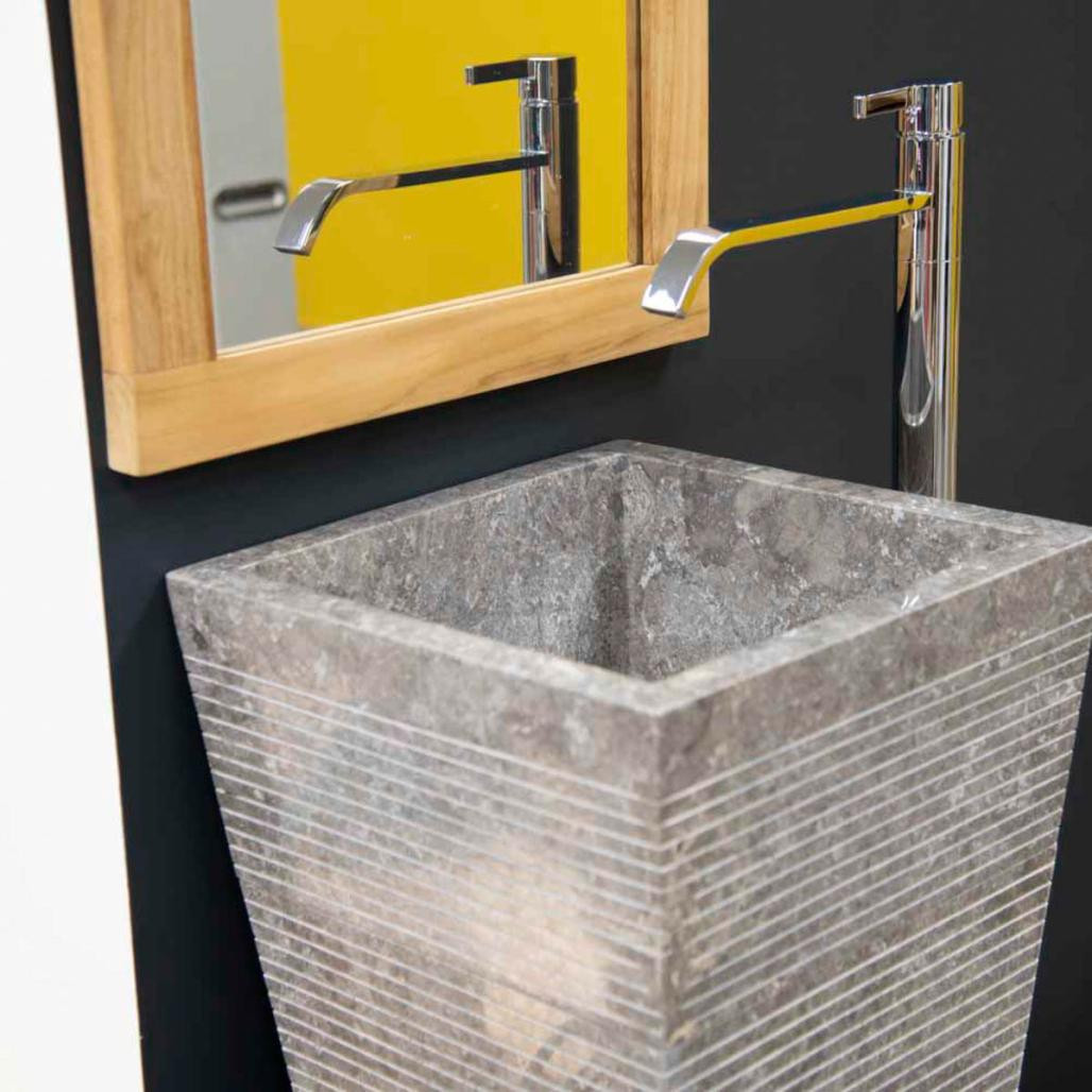 Lavabo de pie piramidal de piedra para cuarto de baño Guiza gris Lavabo de pie piramidal de piedra para cuarto de baño Guiza gris