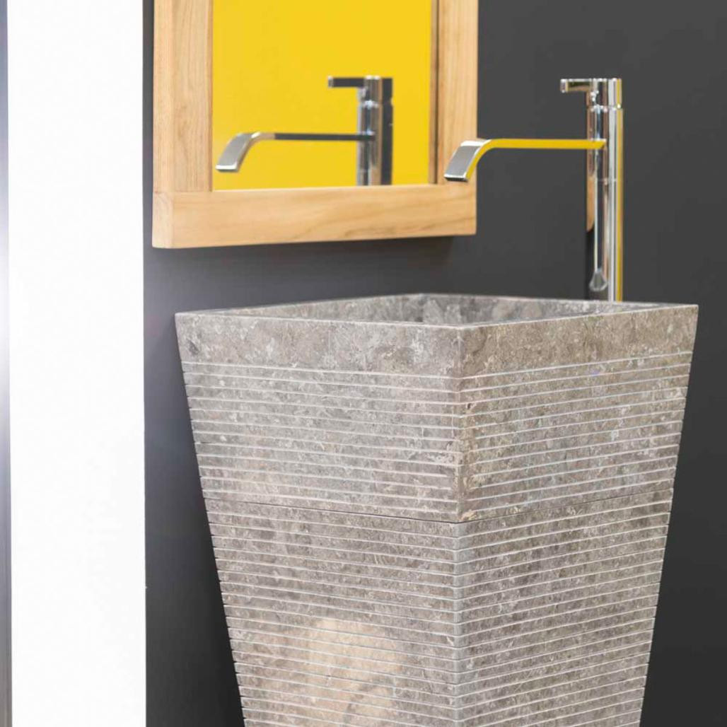 Lavabo de pie piramidal de piedra para cuarto de baño Guiza gris Lavabo de pie piramidal de piedra para cuarto de baño Guiza gris