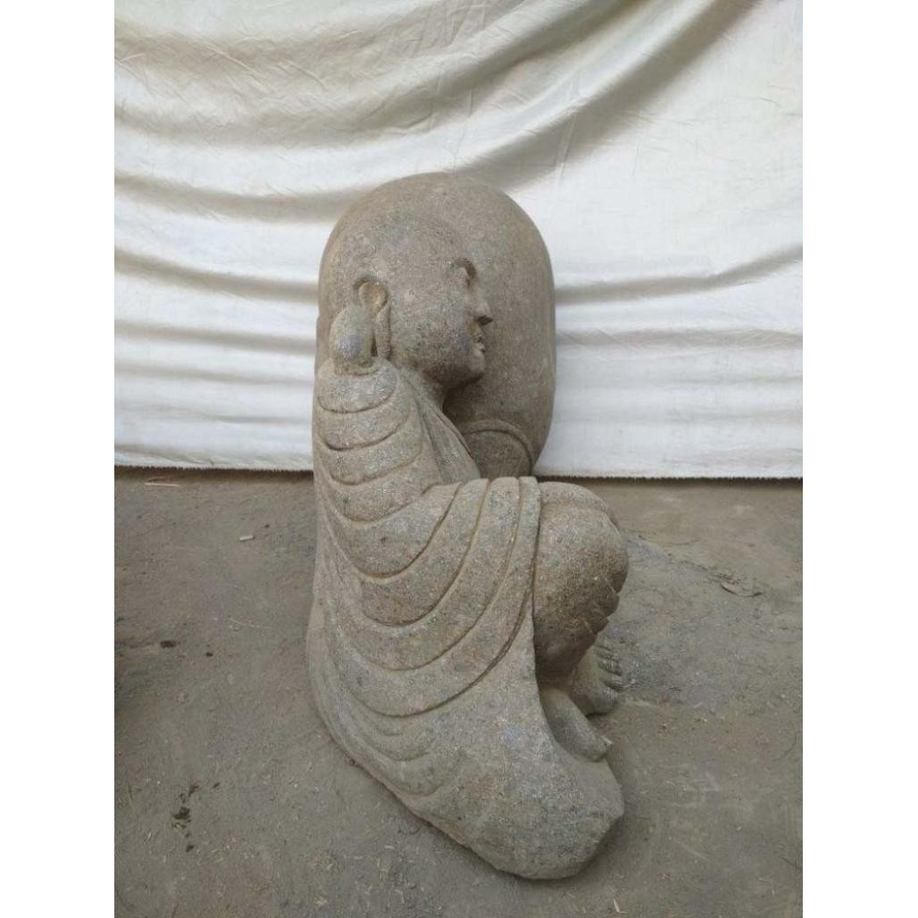 Estatua de jardàn monje shaolin de piedra volcànica 100 cm Estatua de jardàn monje shaolin de piedra volcànica 100 cm