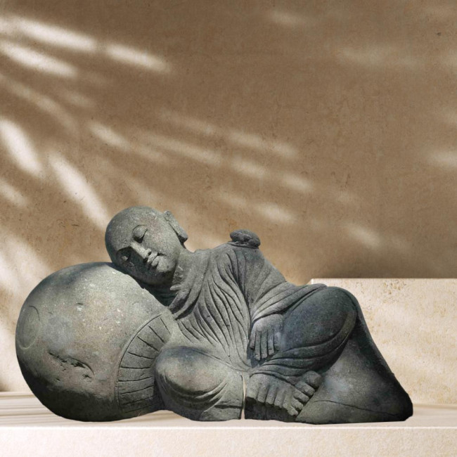 Estatua de jardàn zen monje shaolàn de piedra 1 m