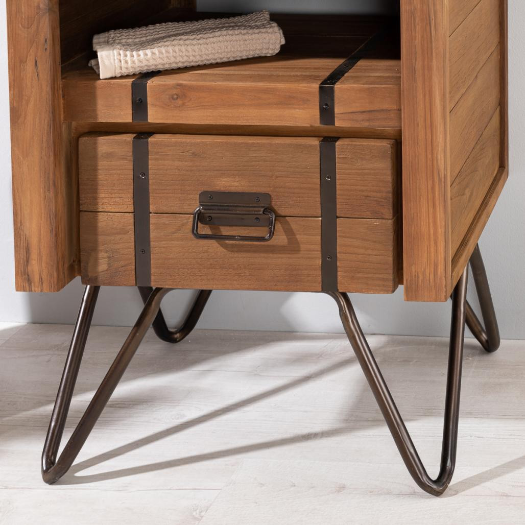 Mueble para cuarto de baño de mindi natural y metal 60 Loft
