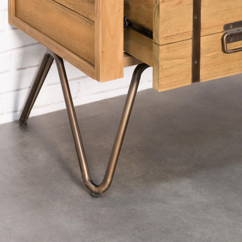 Mueble lavabo doble de mindi y acero 160 Loft natural