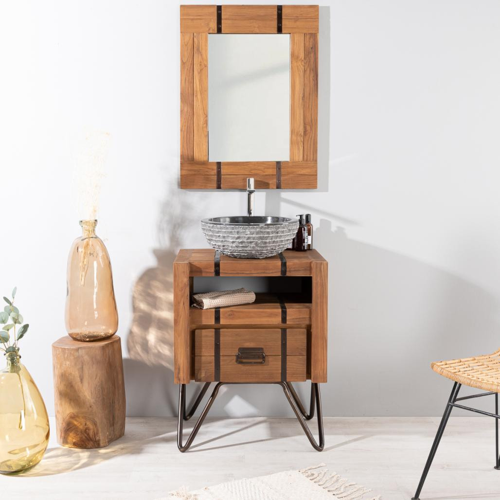 Espejo de cuarto de baño natural Loft 60 x 80 natural