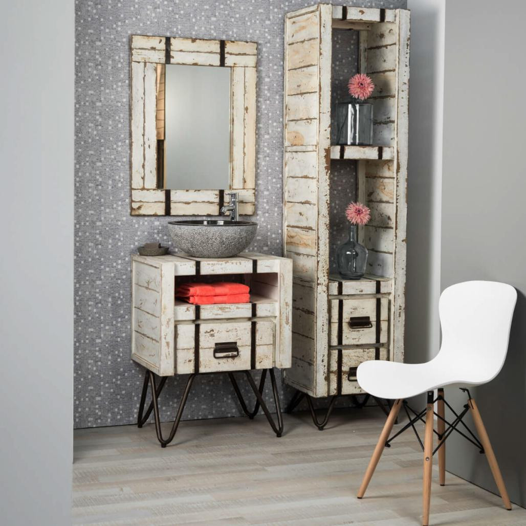 Mueble para cuarto de baño de mindi 60 cm Loft blanco Mueble para cuarto de baño de mindi 60 cm Loft blanco