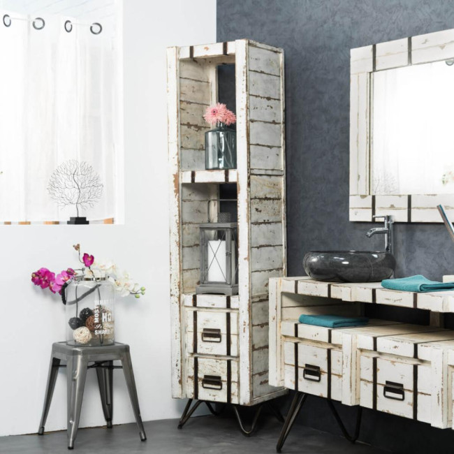 Columna de mindi para cuarto de baño Loft 190 blanco