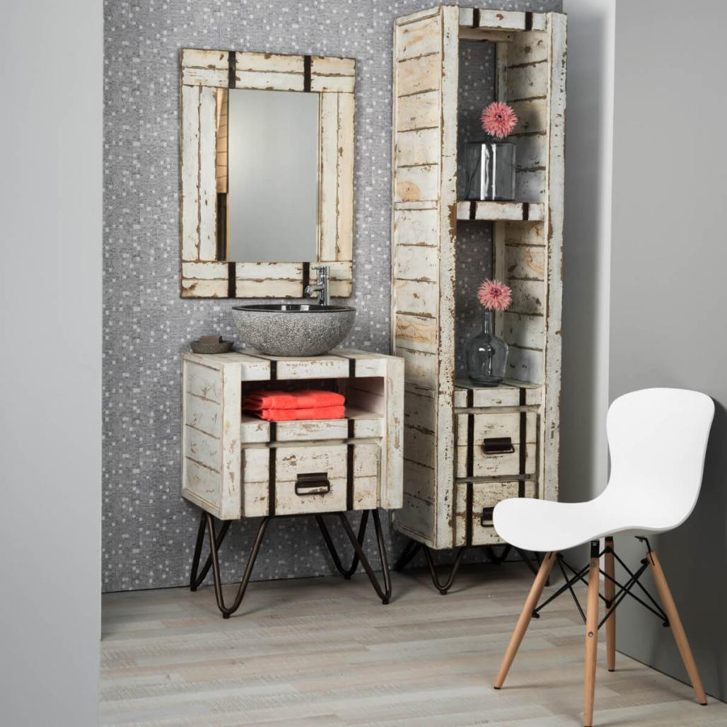 Espejo para cuarto de baño de mindi 60 x 80 cm Loft blanco Espejo para cuarto de baño de mindi 60 x 80 cm Loft blanco