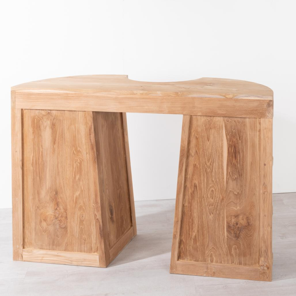 Meuble de salle de bain en teck Florence 120cm + vasque crème