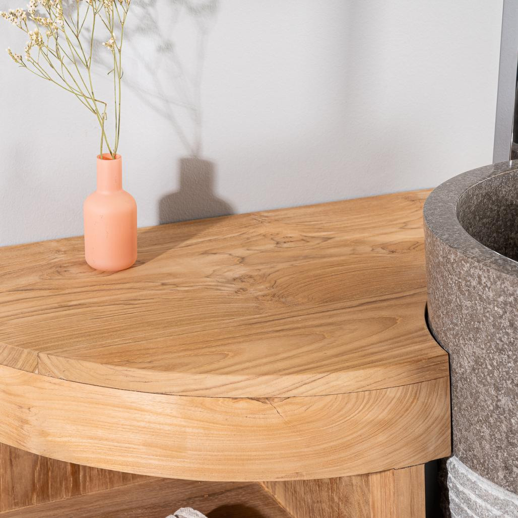 Meuble sous vasque en teck Florence 120cm + vasque gris