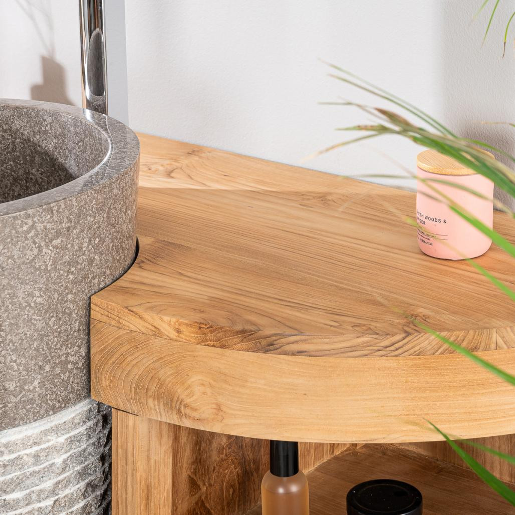 Meuble sous vasque en teck Florence 120cm + vasque gris