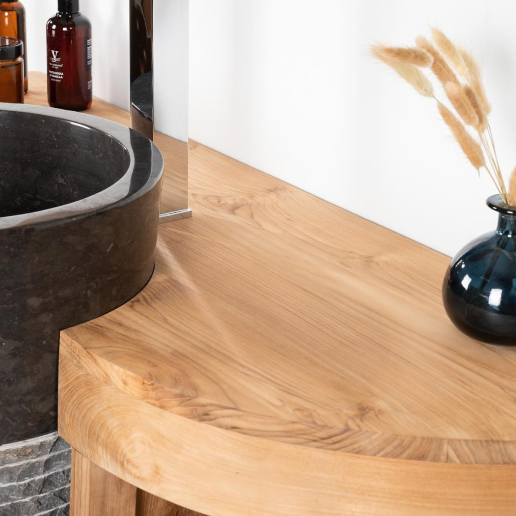 Meuble sous vasque en teck Florence 120cm + vasque noir Meuble sous vasque en teck Florence 120cm + vasque noir