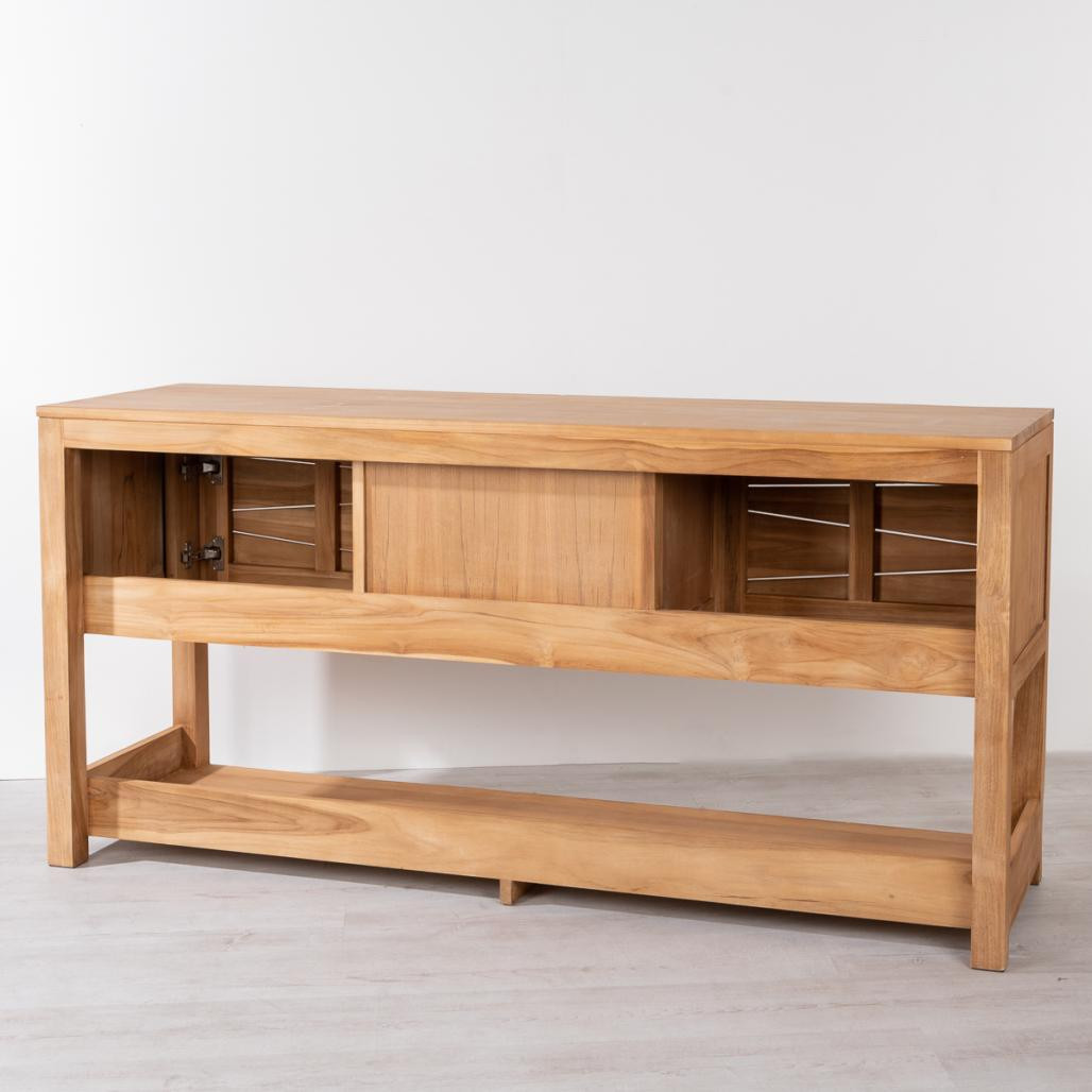 Meuble double en teck massif Cosy 160cm + 2 vasques crème Meuble double en teck massif Cosy 160cm + 2 vasques crème