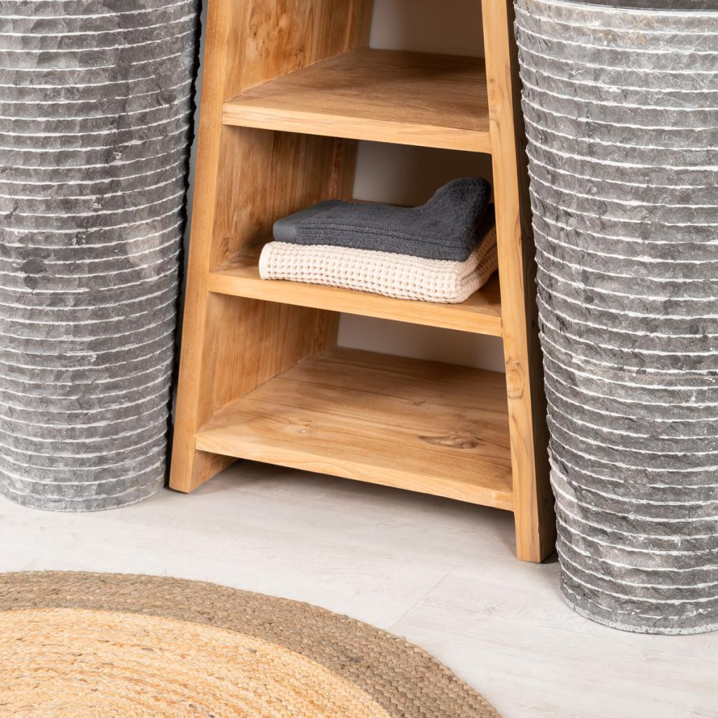 Meuble sous vasque en teck Florence double 180cm + vasques noir Meuble sous vasque en teck Florence double 180cm + vasques noir