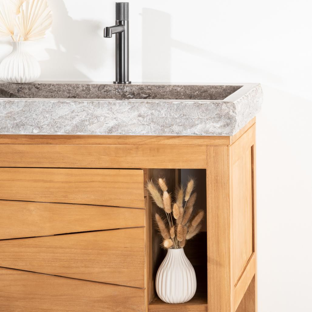 Meuble en teck massif Cosy 67cm + vasque gris Meuble en teck massif Cosy 67cm + vasque gris