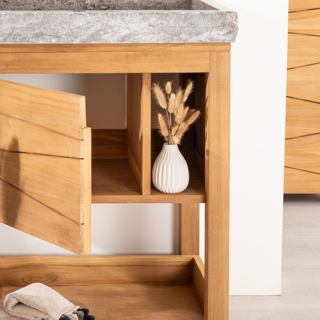 Meuble en teck massif Cosy 67cm + vasque gris Meuble en teck massif Cosy 67cm + vasque gris