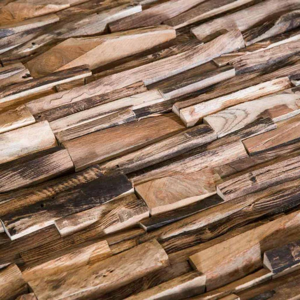 Revestimiento de teca reciclada envejecido 20 x 50 cm