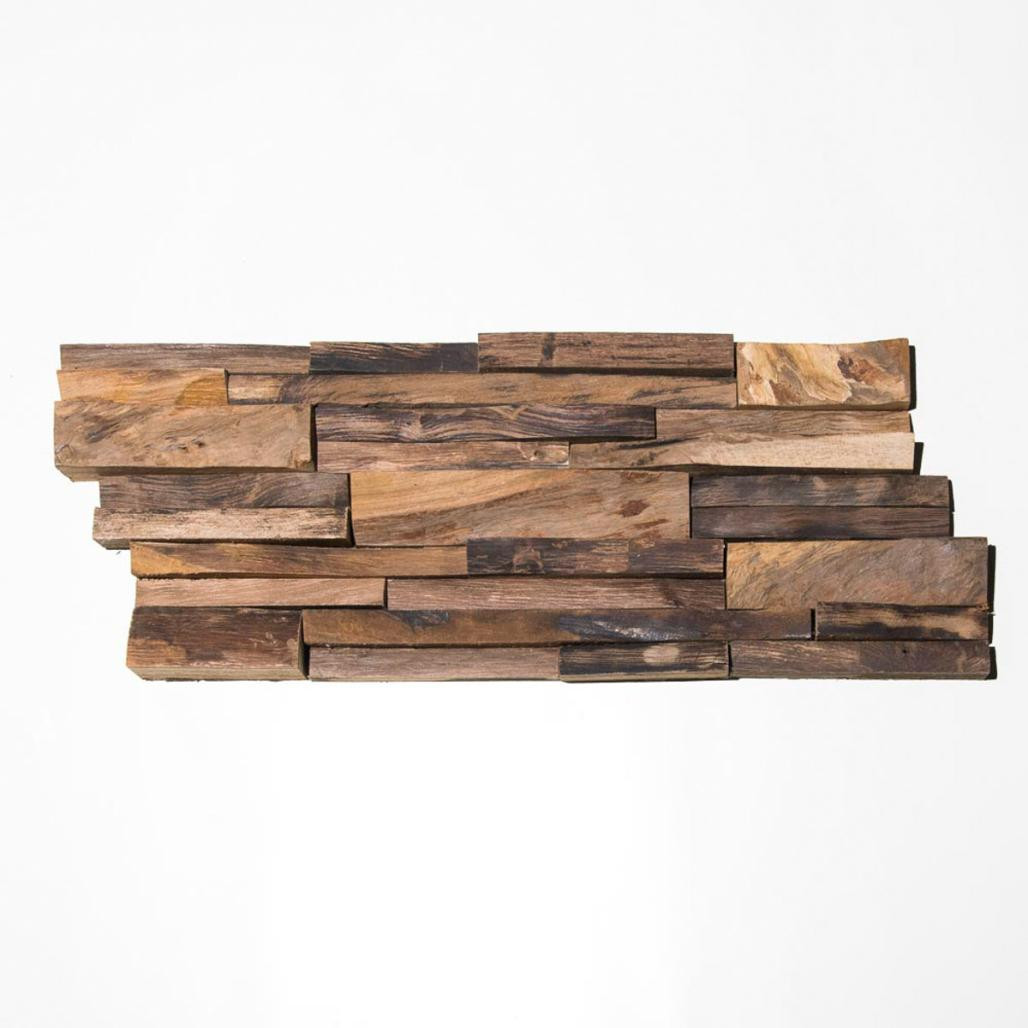 Revestimiento de teca reciclada envejecido 20 x 50 cm