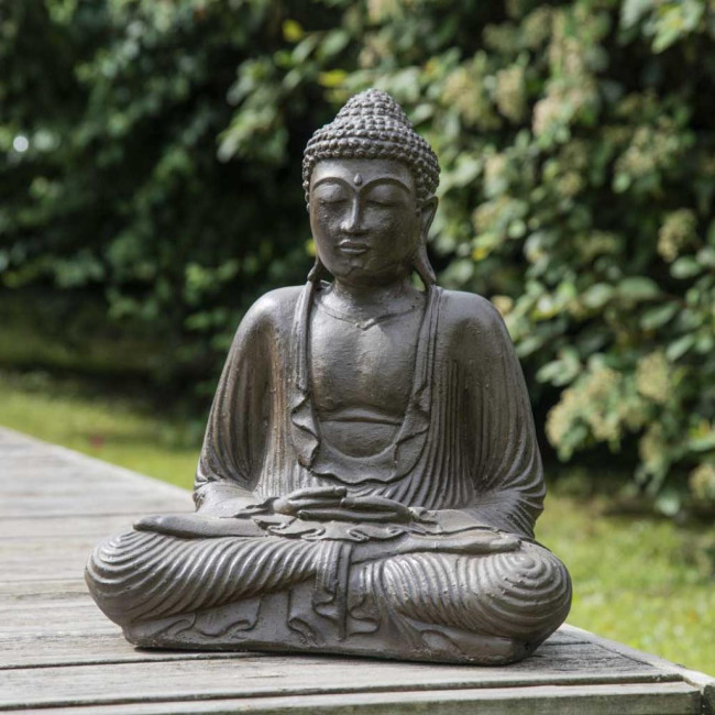 Estatua buda sentado posición ofrenda marrón 42 cm