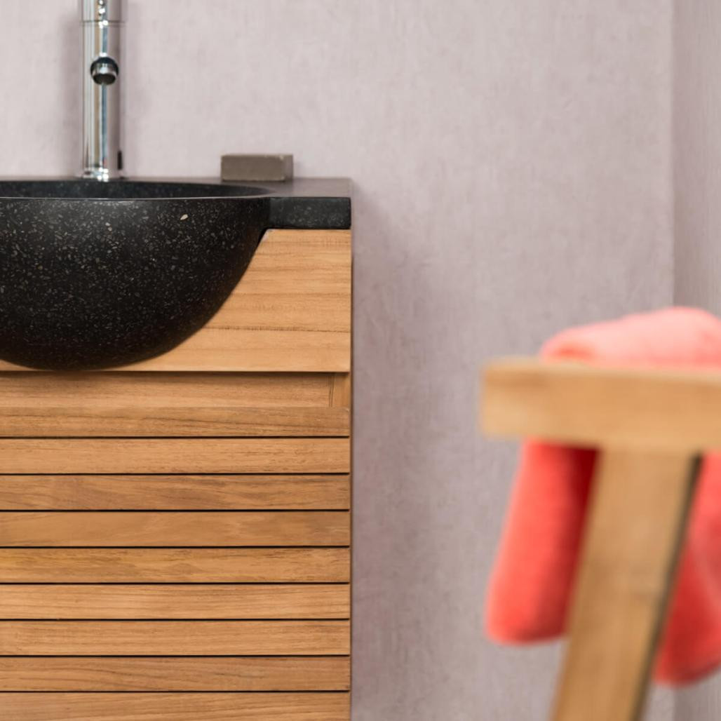 Mueble con lavabo para cuarto de baño de teca 50 Contemporáneo negro Mueble con lavabo para cuarto de baño de teca 50 Contemporáneo negro