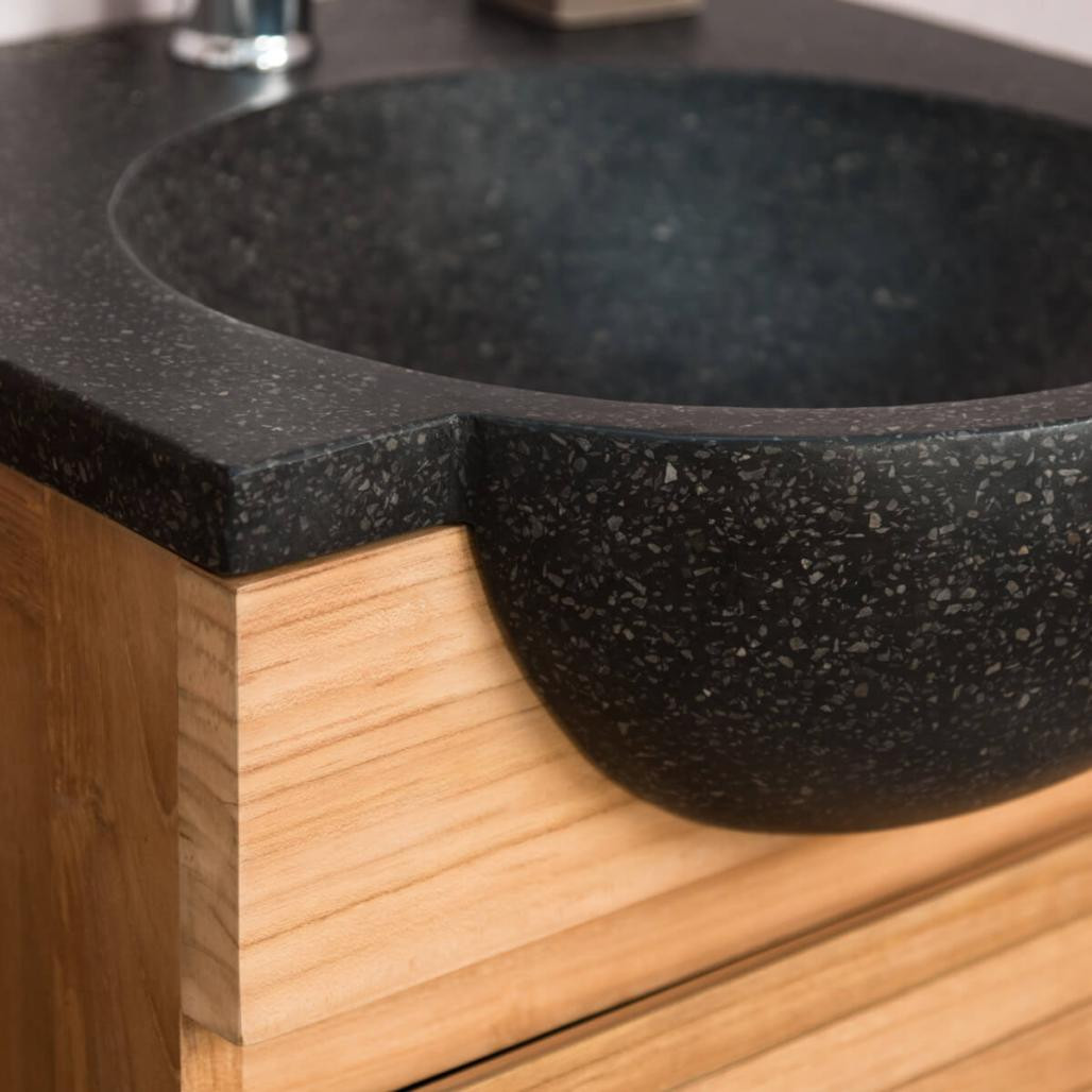 Mueble con lavabo para cuarto de baño de teca 50 Contemporáneo negro Mueble con lavabo para cuarto de baño de teca 50 Contemporáneo negro