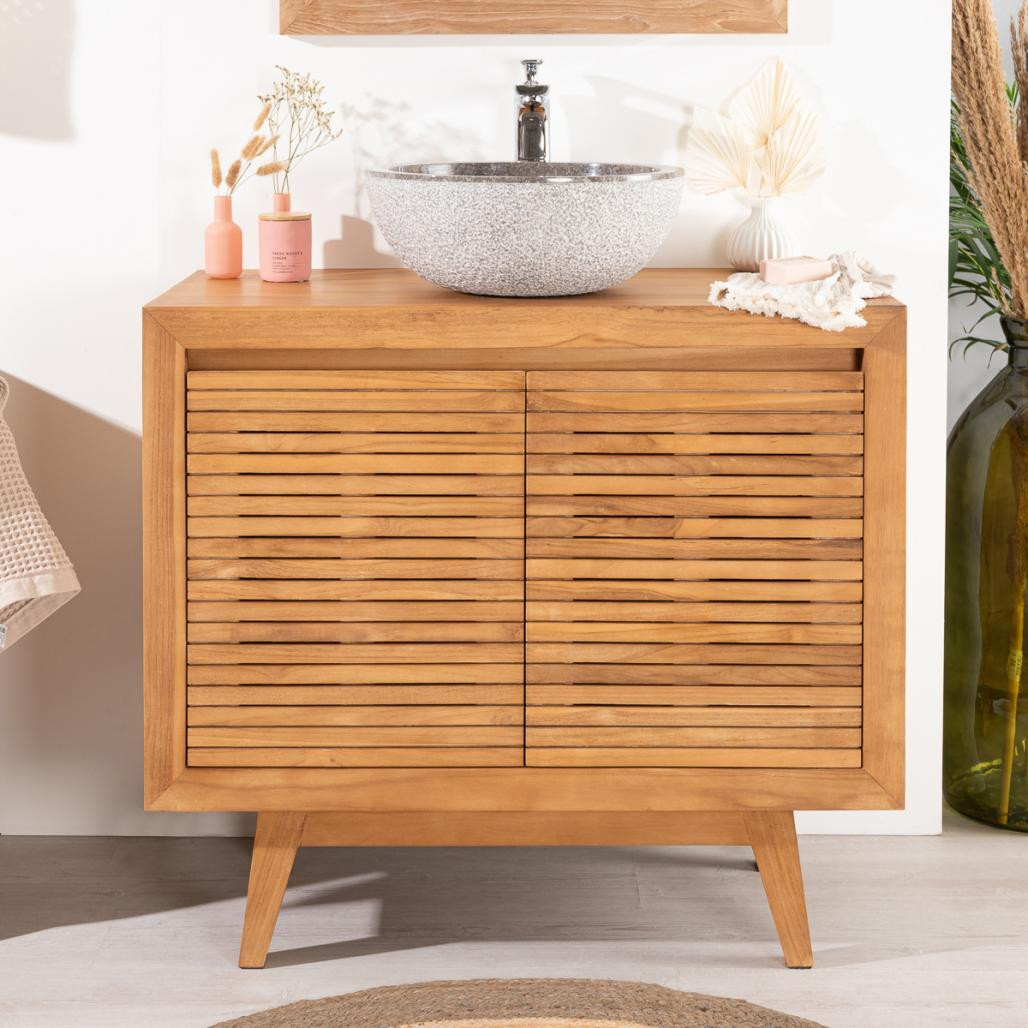 Mueble para cuarto de baño de teca Vintage 90
