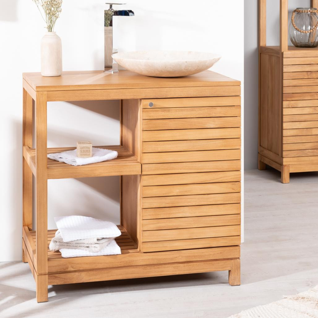 Mueble para cuarto de baño de teca Courchevel 80