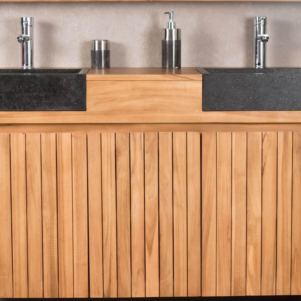 Mueble de teca lavabos para cuarto de baño Lujo 140 negro