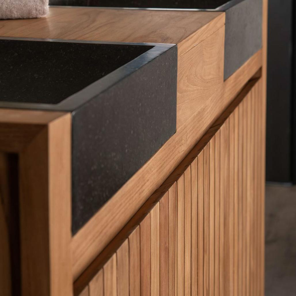 Mueble de teca lavabos para cuarto de baño Lujo 140 negro