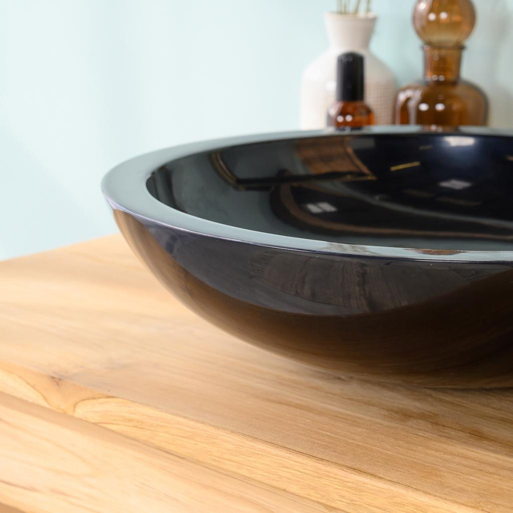 Lavabo sobre encimera redondo Barcelona de mármol color negro - diámetro 45 cm Lavabo sobre encimera redondo Barcelona de mármol color negro - diámetro 45 cm