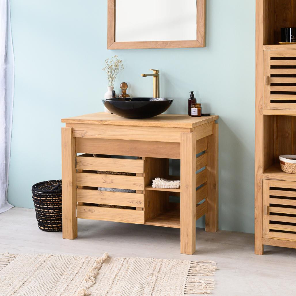 Lavabo sobre encimera redondo Barcelona de mármol color negro - diámetro 45 cm Lavabo sobre encimera redondo Barcelona de mármol color negro - diámetro 45 cm