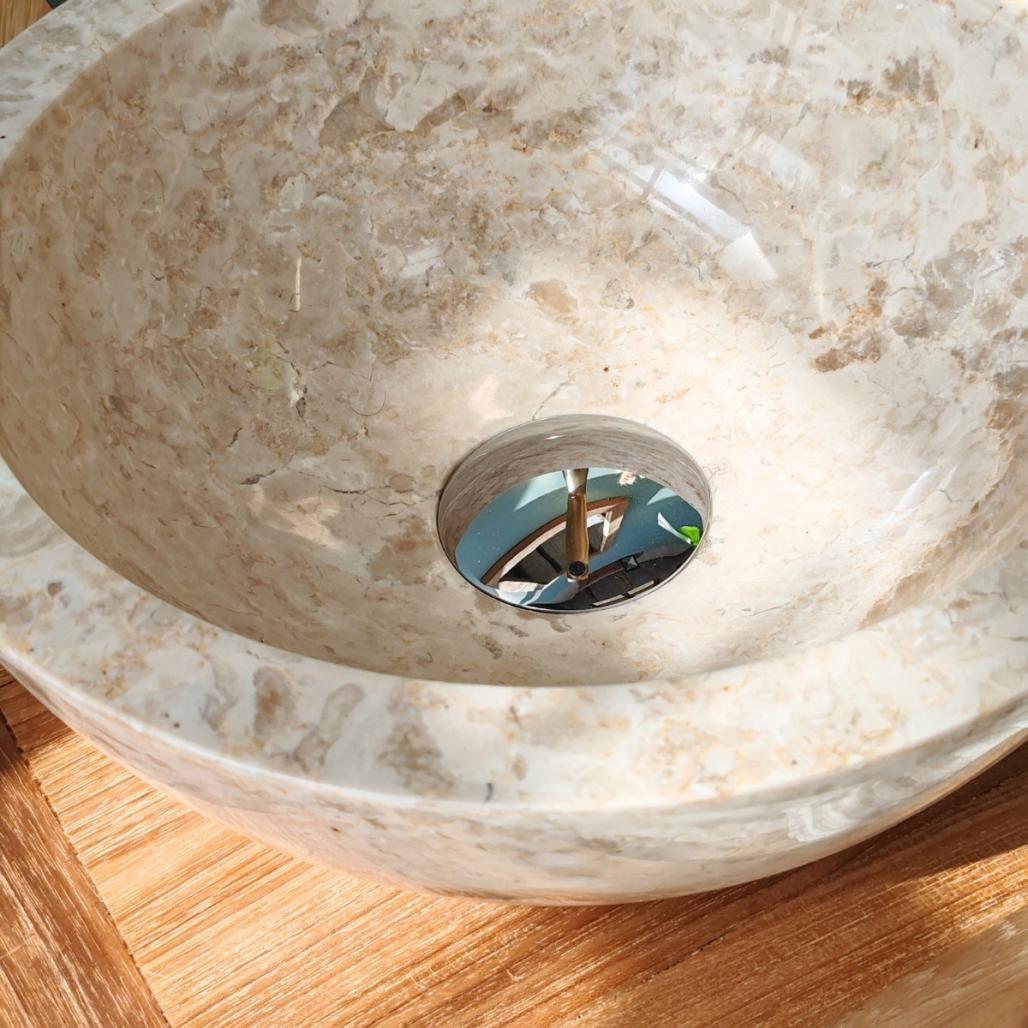 Lavabo sobre encimera Barcelona de mármol color crema 30 cm Lavabo sobre encimera Barcelona de mármol color crema 30 cm