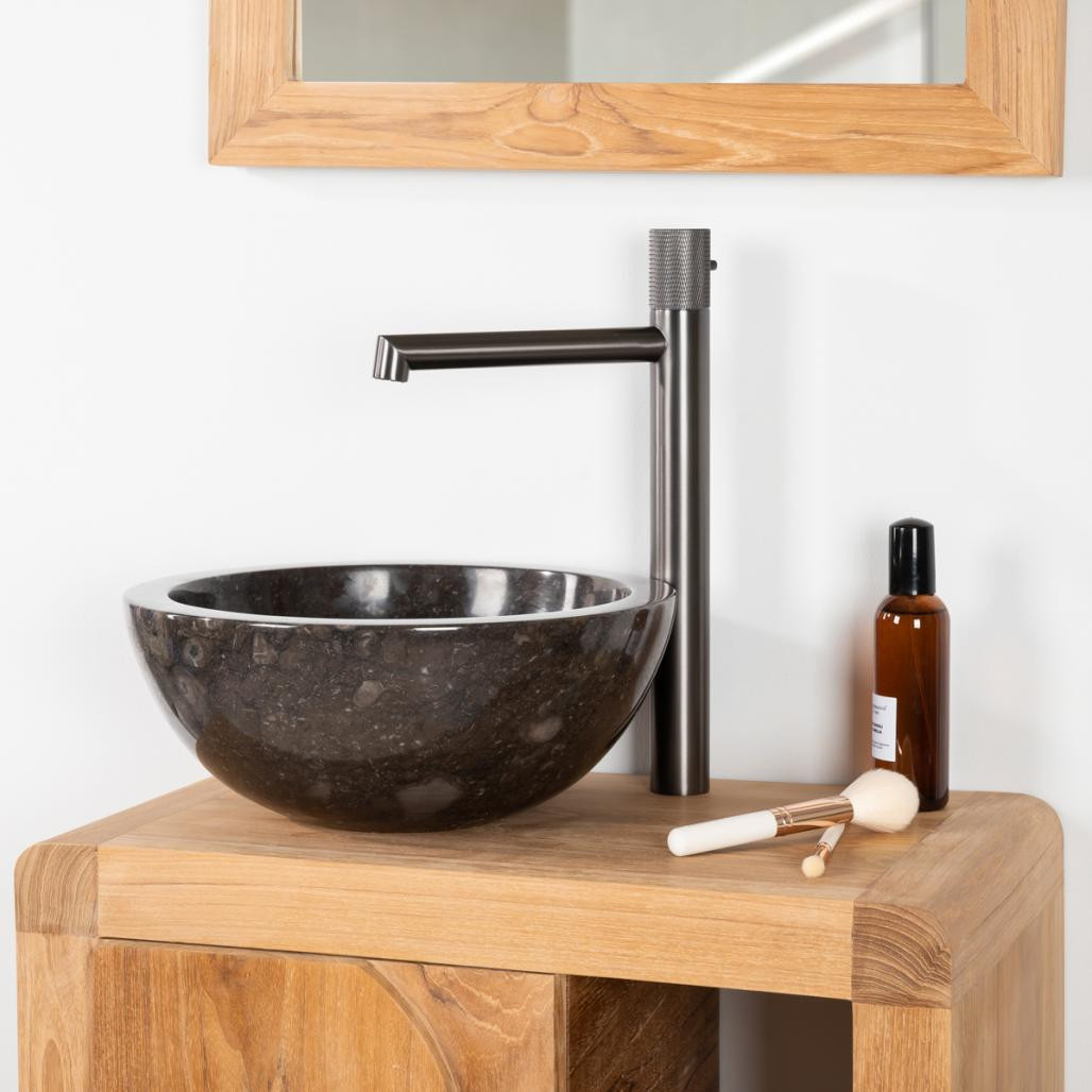 Lavabo sobre encimera redondo Barcelona de mármol color negro - diámetro 30 cm Lavabo sobre encimera redondo Barcelona de mármol color negro - diámetro 30 cm