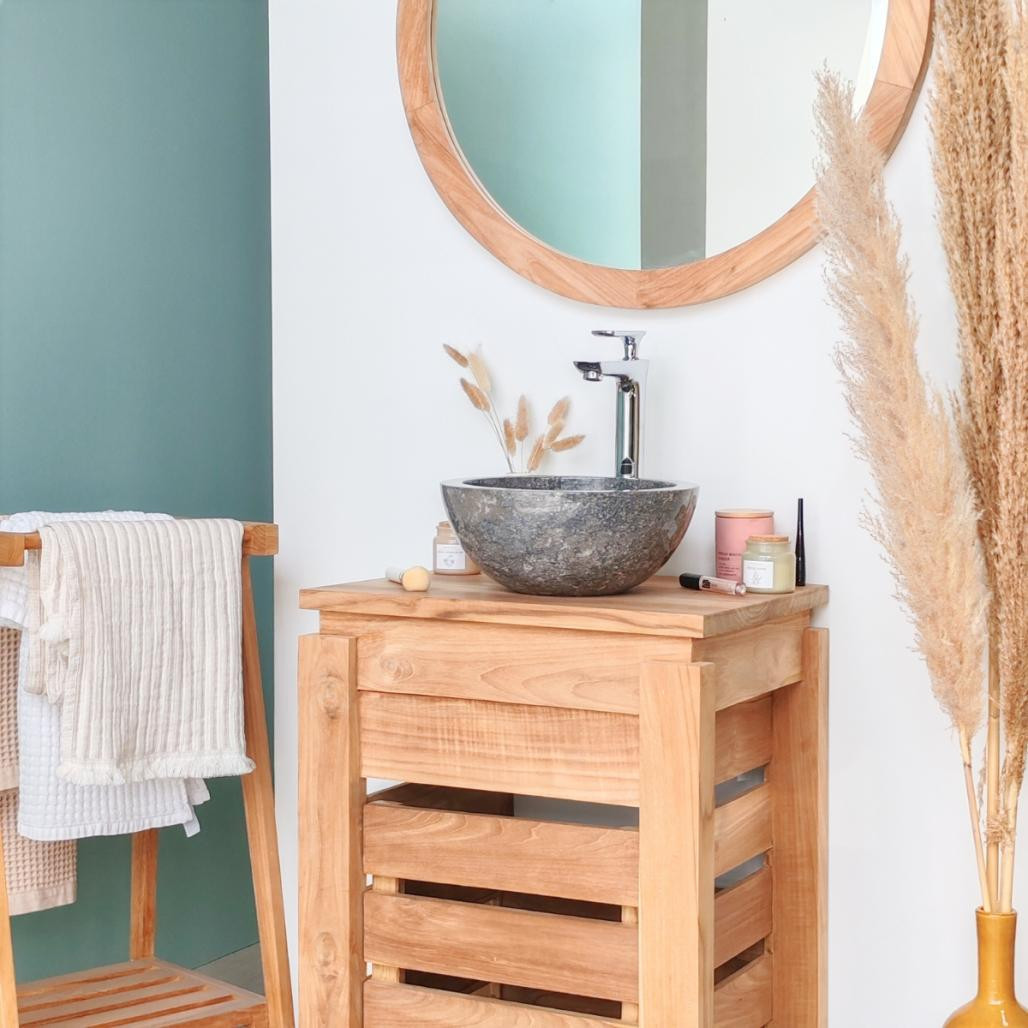 Lavabo sobre encimera redondo Barcelona de mármol color gris 30cm Lavabo sobre encimera redondo Barcelona de mármol color gris 30cm