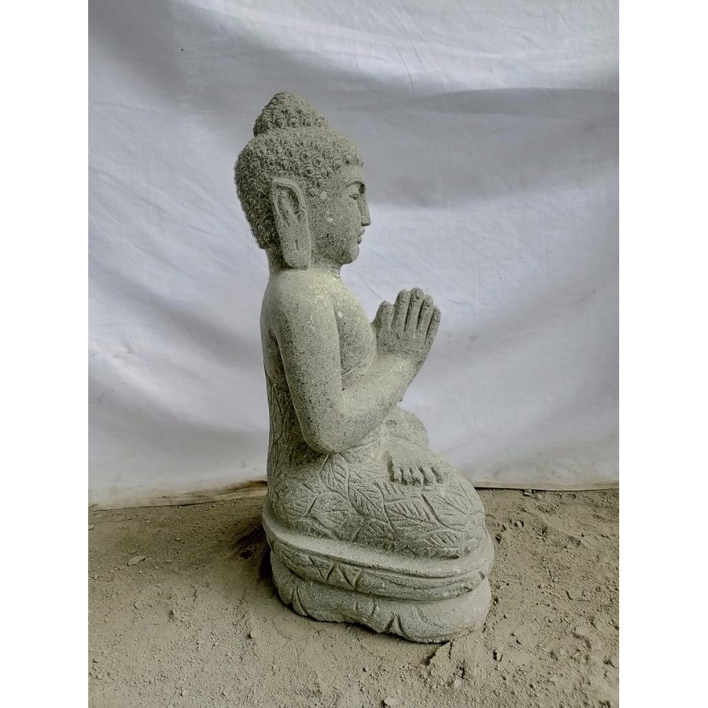 Estatua de buda sentado de piedra volcànica posición de rezo 50cm Estatua de buda sentado de piedra volcànica posición de rezo 50cm