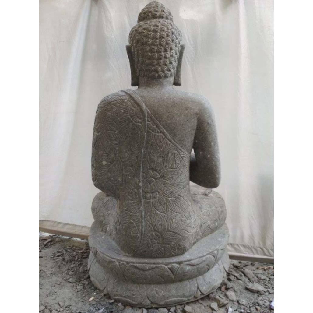 Estatua jardàn zen buda piedra volcànica posición de rezo 120 cm Estatua jardàn zen buda piedra volcànica posición de rezo 120 cm