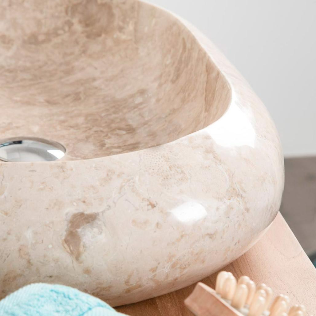 Lavabo sobre encimera grande de mármol murano crema 60 cm Lavabo sobre encimera grande de mármol murano crema 60 cm