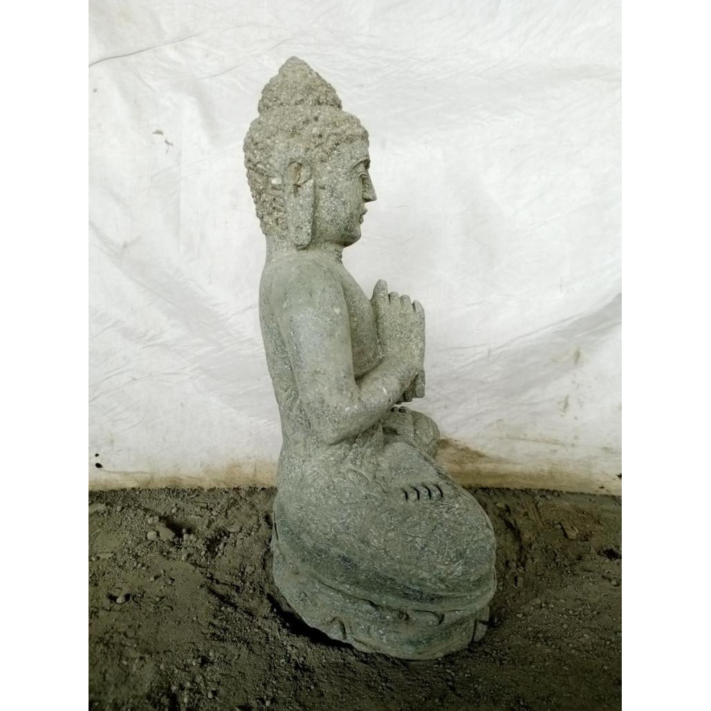 Estatua jardà­n buda sentado piedra volcànica posición chakra 50 cm