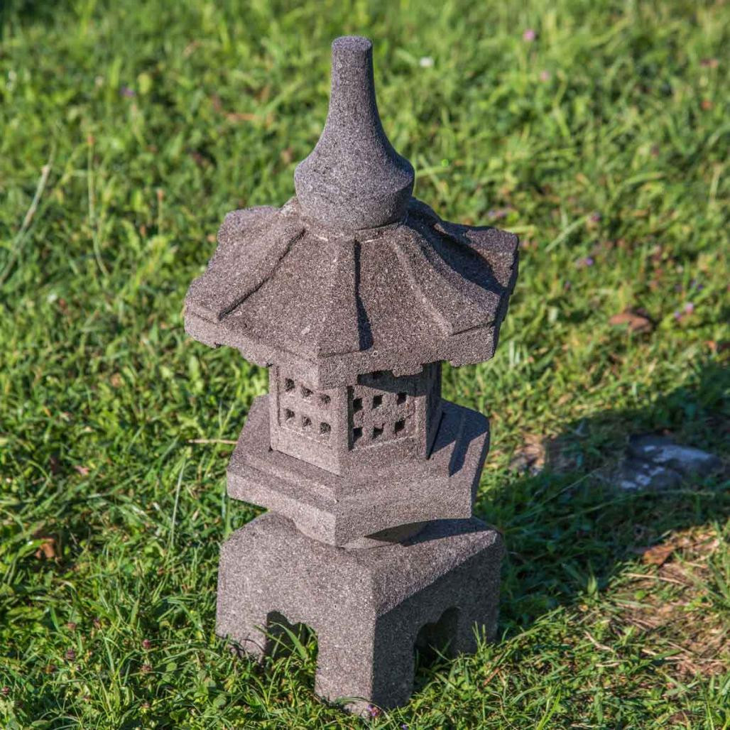 Linterna japonesa toro de piedra de lava 55 cm