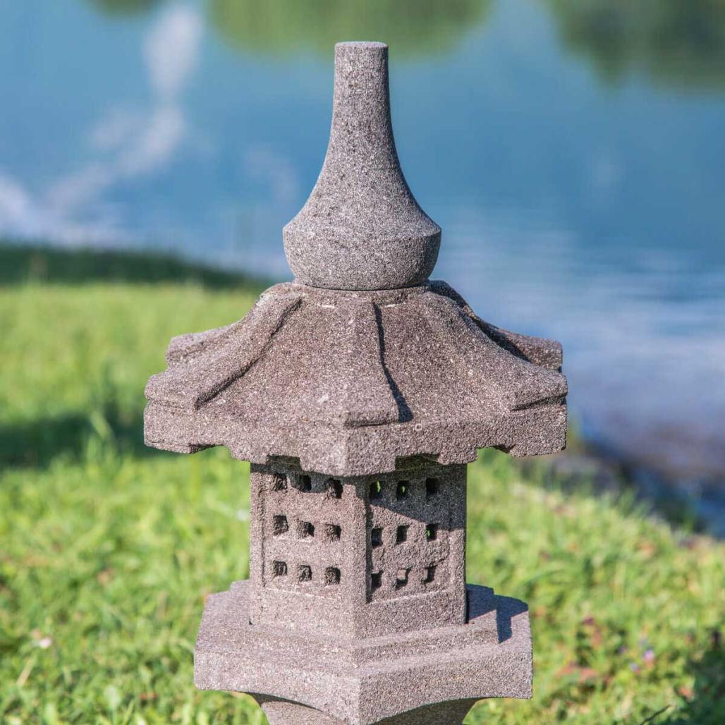 Linterna japonesa toro de piedra de lava 55 cm