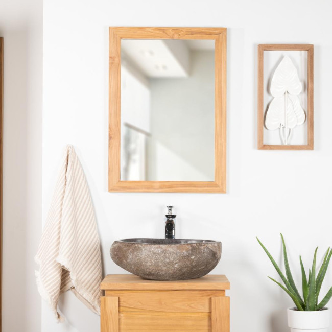 Espejo rectángulo de teca maciza 70 x 50