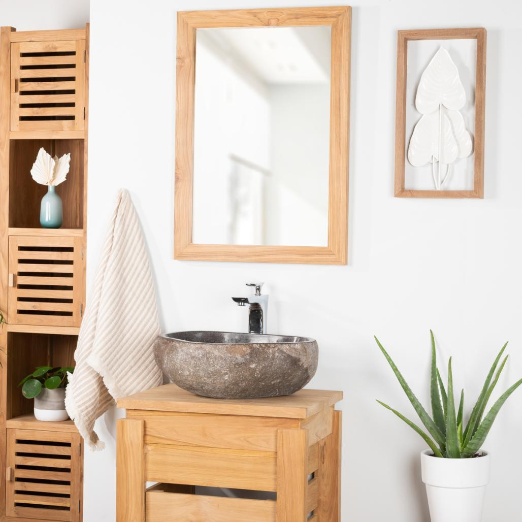 Espejo rectángulo de teca maciza 70 x 50 Espejo rectángulo de teca maciza 70 x 50