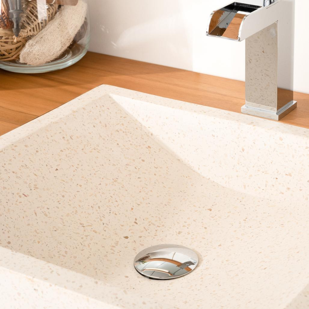 Mueble de teca y lavabos para cuarto de baño Lujo 140 crema