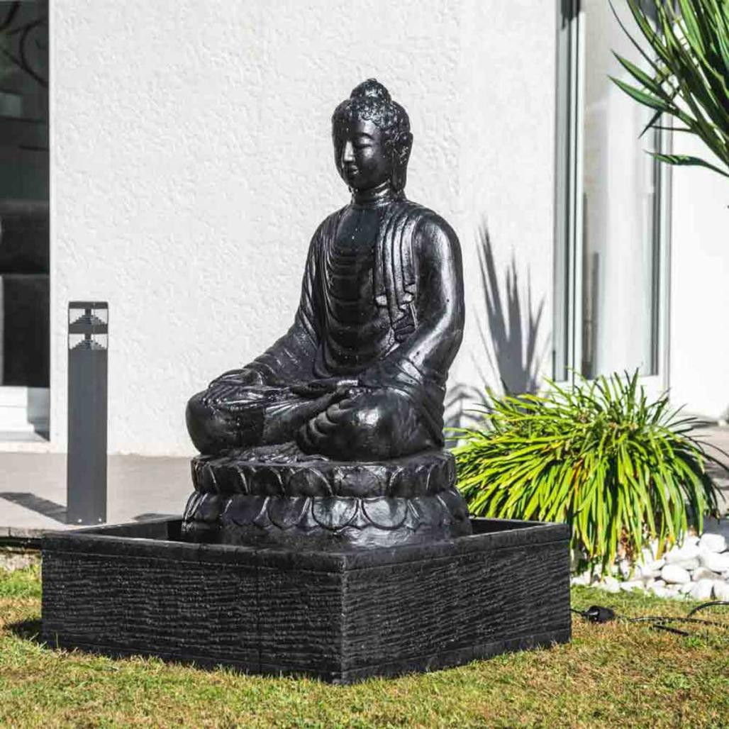 Fuente de jardàn buda sentado 1,20 m con pàtina negra Fuente de jardàn buda sentado 1,20 m con pàtina negra