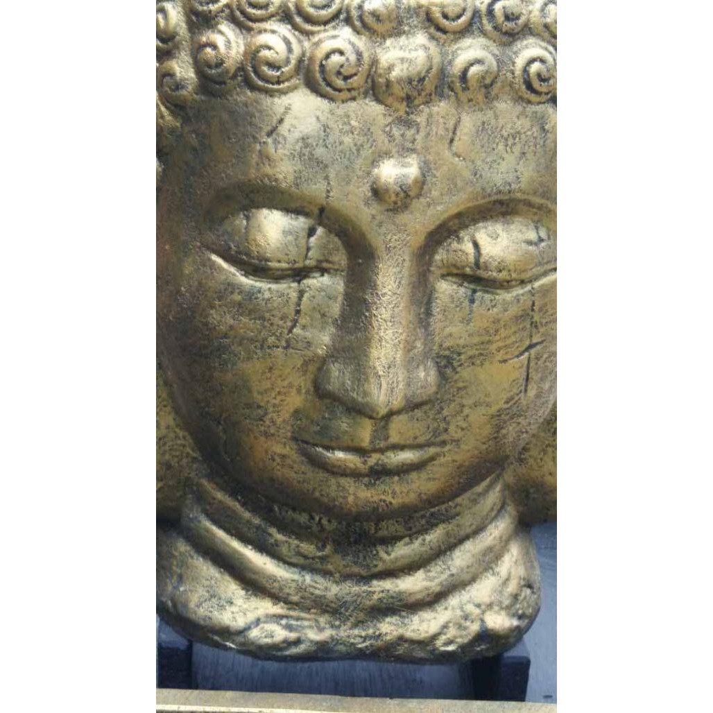 Fuente de jardà­n rostro de buda 1,30 m dorado