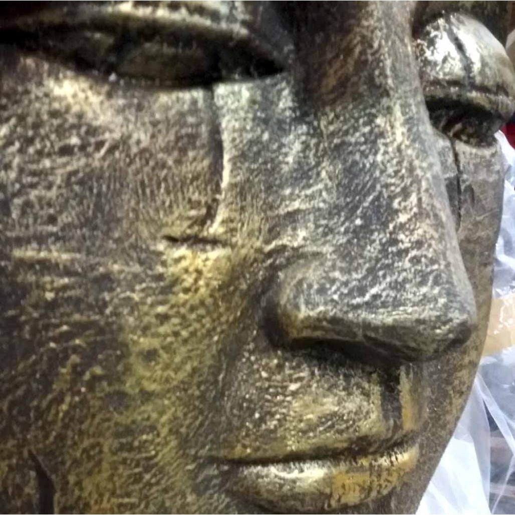 Fuente de jardà­n rostro de buda 1,30 m dorado